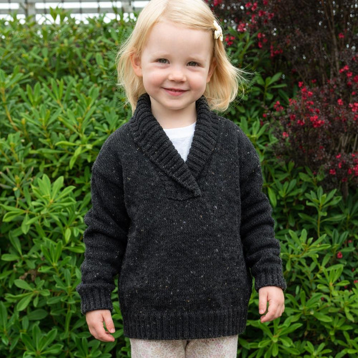Shawl Neck Jumper for Children Knit Kit-Needlecraft Kits-Wild & Woolly Yarns-Chocolate Brown (ADTCCR7)-2yrs / 4yrs / 6yrs-Wild & Woolly Yarns