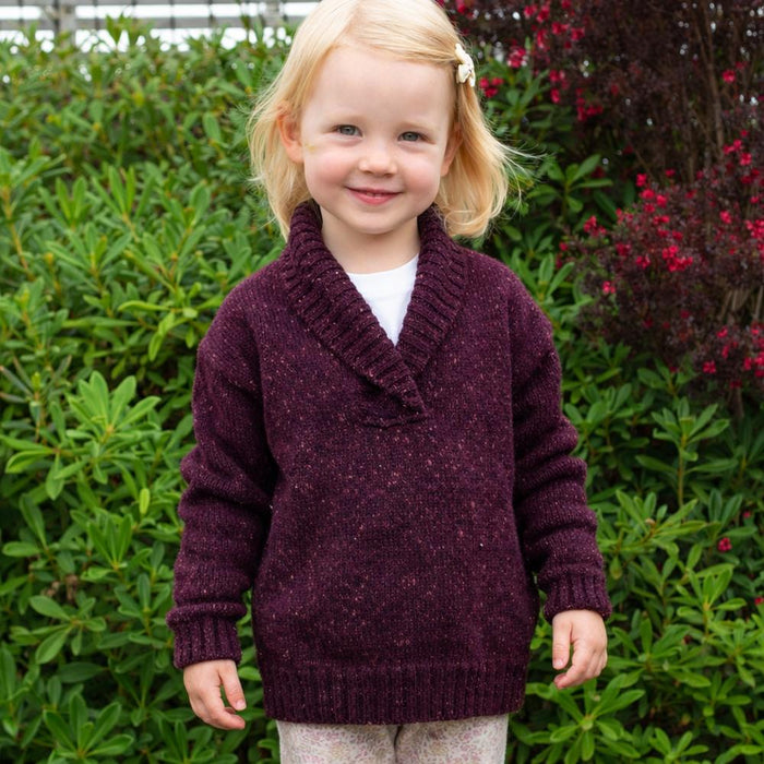 Shawl Neck Jumper for Children Knit Kit-Needlecraft Kits-Wild & Woolly Yarns-Maroon (ADTCCT2)-2yrs / 4yrs / 6yrs-Wild & Woolly Yarns