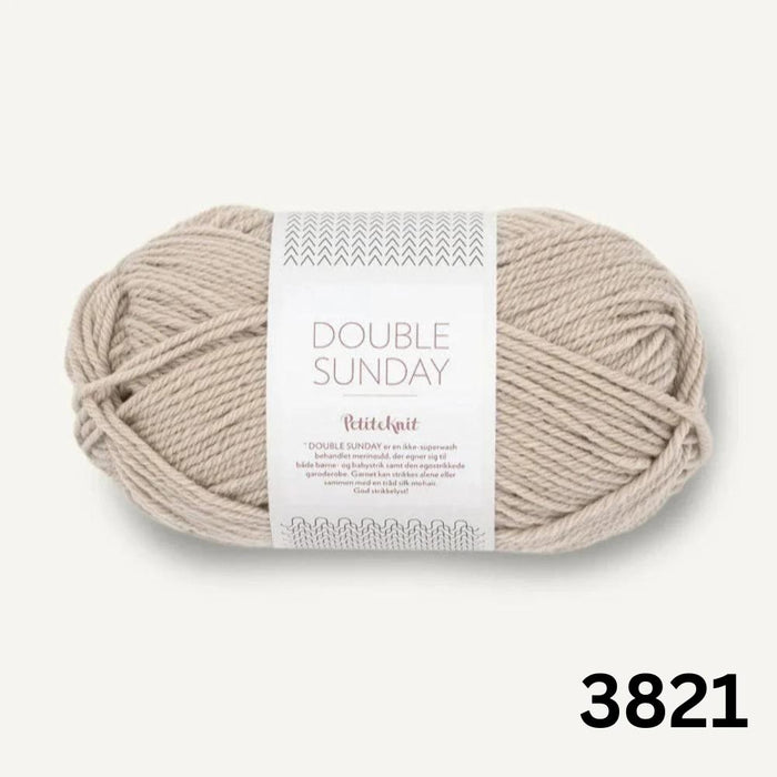 Beige knitted Sille Slipover Mini vest for children from PetiteKnit x Sandnes Garn Double Sunday knitting kit