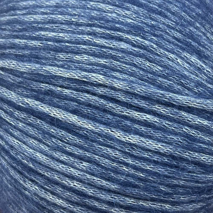 Close-up of soft blue Chaska Wara yarn, ideal for the Simple Triangle Shawl knit kit.