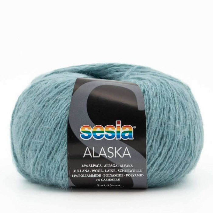Sesia Alaska yarn ball for Sophie Scarf Knit Kit in luxurious alpaca, wool, cashmere blend.