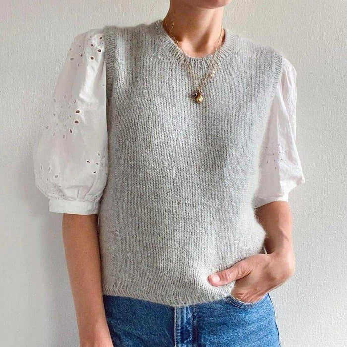 Stockholm Slipover Round Neck Knit Kit-Needlecraft Kits-Wild & Woolly Yarns-XS/S/M/L/XL-Whipped Cream (1012)-Wild & Woolly Yarns