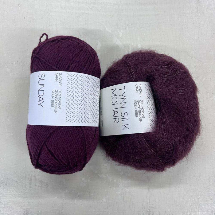 Stockholm Slipover Round Neck Knit Kit-Needlecraft Kits-Wild & Woolly Yarns-XS/S/M/L/XL-Deep Burgundy (4372)-Wild & Woolly Yarns