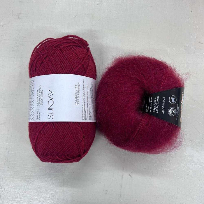 Stockholm Slipover Round Neck Knit Kit-Needlecraft Kits-Wild & Woolly Yarns-XS/S/M/L/XL-Deep Red (4236)-Wild & Woolly Yarns