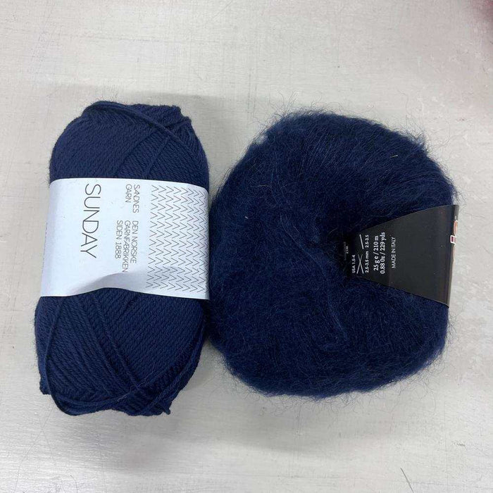 Stockholm Slipover Round Neck Knit Kit-Needlecraft Kits-Wild & Woolly Yarns-XS/S/M/L/XL-Navy Blue (5882)-Wild & Woolly Yarns