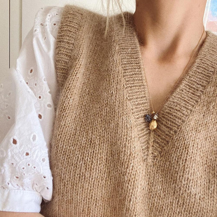 Stockholm Slipover V Neck Knit Kit-Needlecraft Kits-Wild & Woolly Yarns-XS/S/M/L/XL-Whipped Cream (1012)-Wild & Woolly Yarns