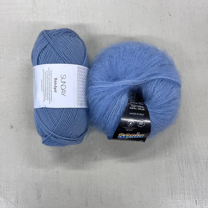 Stockholm Slipover V Neck Knit Kit-Needlecraft Kits-Wild & Woolly Yarns-XS/S/M/L/XL-Above The Clouds (6050)-Wild & Woolly Yarns