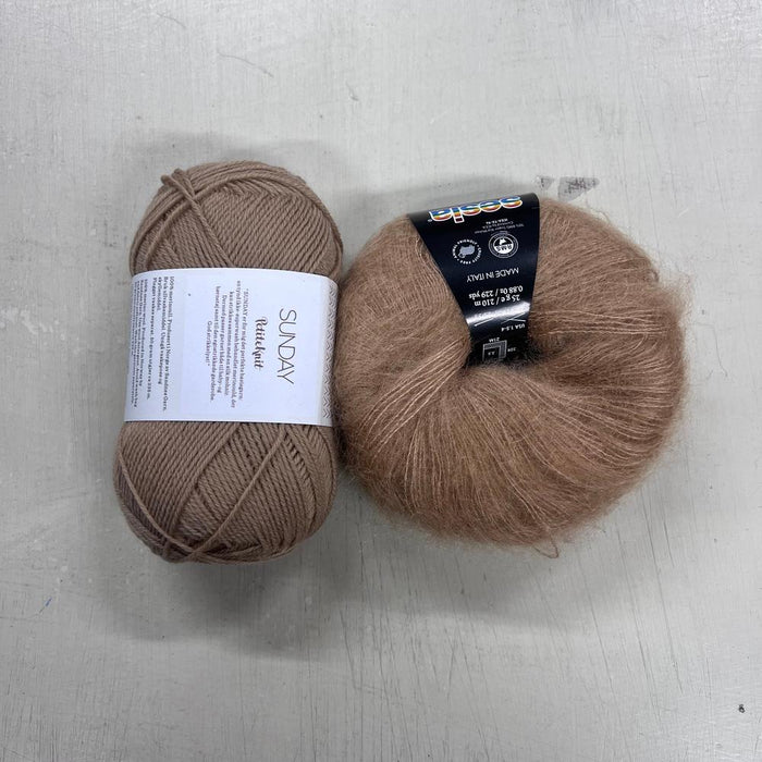Stockholm Slipover V Neck Knit Kit-Needlecraft Kits-Wild & Woolly Yarns-XS/S/M/L/XL-Camel (2542)-Wild & Woolly Yarns