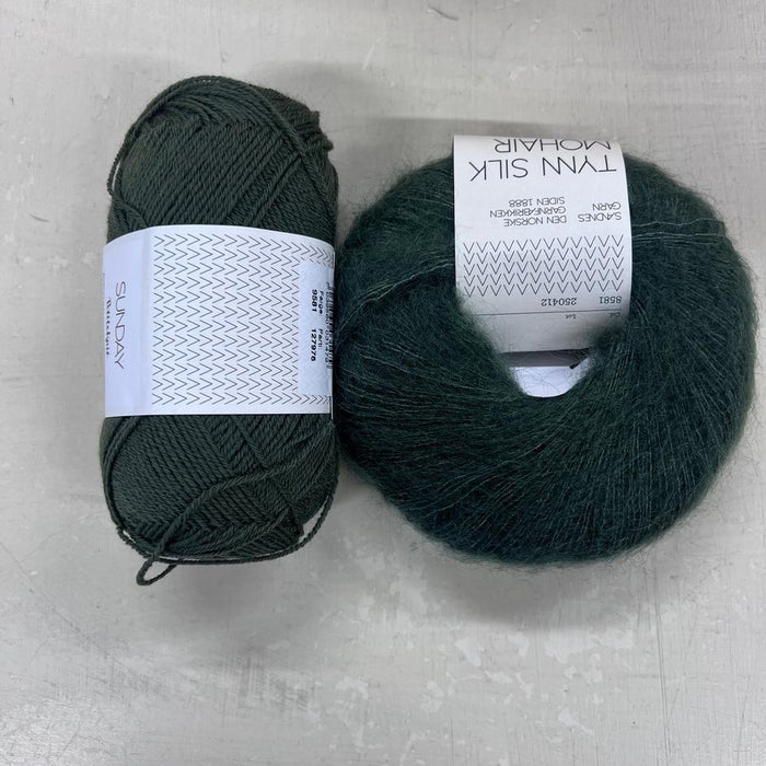 Stockholm Slipover V Neck Knit Kit-Needlecraft Kits-Wild & Woolly Yarns-XS/S/M/L/XL-Pine (9581)-Wild & Woolly Yarns