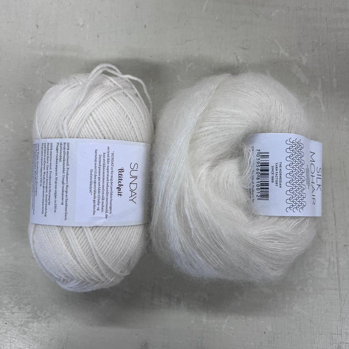 Stockholm Slipover V Neck Knit Kit-Needlecraft Kits-Wild & Woolly Yarns-XS/S/M/L/XL-Whipped Cream (1012)-Wild & Woolly Yarns