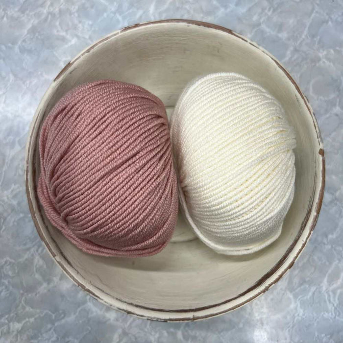Striped Baby Blanket Knit Kit-Needlecraft Kits-Wild & Woolly Yarns-Antique Rose-Without Needles-Wild & Woolly Yarns