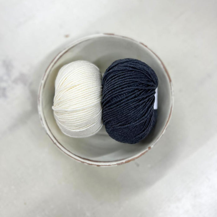 Striped Baby Blanket Knit Kit-Needlecraft Kits-Wild & Woolly Yarns-Charcoal-Without Needles-Wild & Woolly Yarns