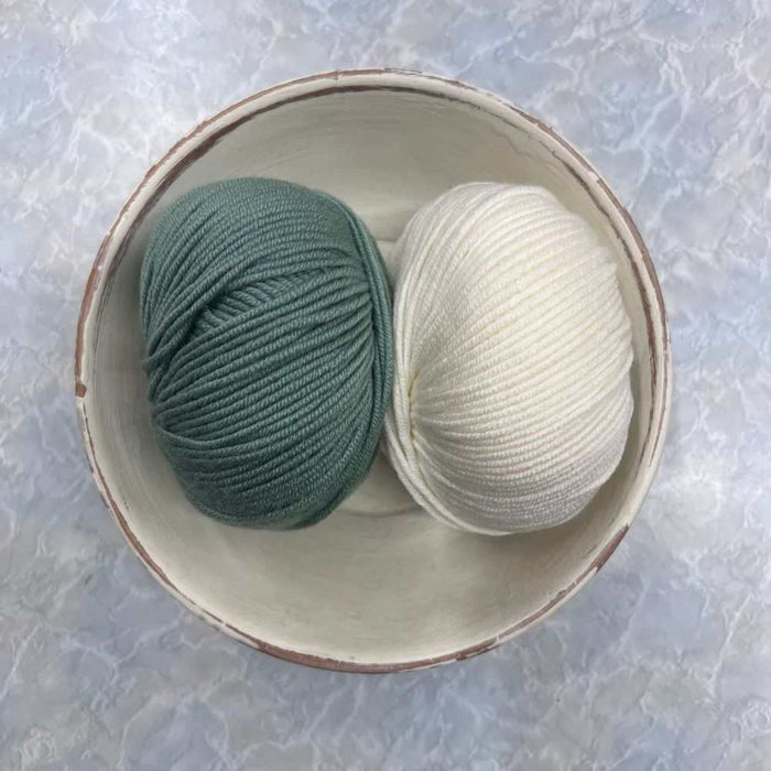 Striped Baby Blanket Knit Kit-Needlecraft Kits-Wild & Woolly Yarns-Sage-Without Needles-Wild & Woolly Yarns