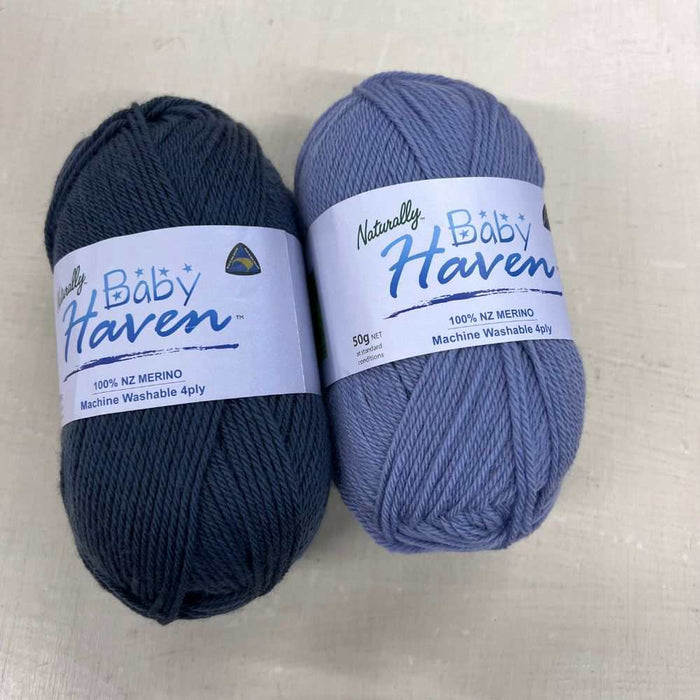 Striped Baby Overalls Knit Kit-Needlecraft Kits-Wild & Woolly Yarns-Shadow (394) / Deep Periwinkle (393)-Newborn / 3Months/ 6Months-Without Needles-Wild & Woolly Yarns