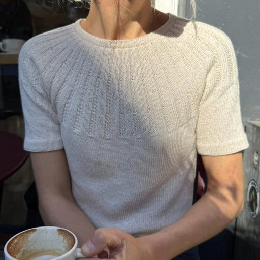 Sunday Tee Knit Kit-Needlecraft Kits-Wild & Woolly Yarns-XXS / XS / S-Whipped Cream (1012)-Wild & Woolly Yarns