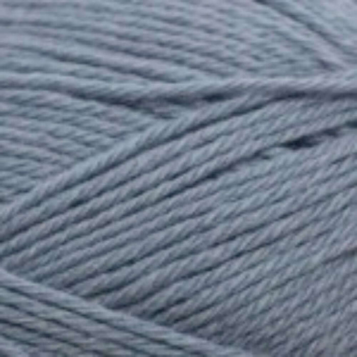 Close-up of soft, blue 4ply yarn used in the Textured Baby Jacket Knitting Kit.