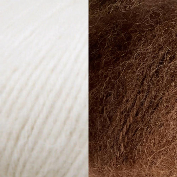 Top Down Comfy Striped Jumper Knit Kit-Needlecraft Kits-Wild & Woolly Yarns-75cm-Gentle Breeze (8059) / Chocolate (8070)-Wild & Woolly Yarns