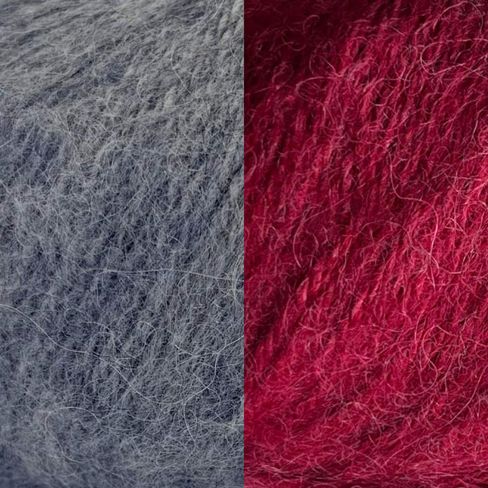Top Down Comfy Striped Jumper Knit Kit-Needlecraft Kits-Wild & Woolly Yarns-75cm-Victorian Pewter (8075) / Burgundy (8069)-Wild & Woolly Yarns