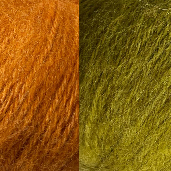 Top Down Comfy Striped Jumper Knit Kit-Needlecraft Kits-Wild & Woolly Yarns-Burnt Orange (8071) / Chartreuse (8072)-75cm-Wild & Woolly Yarns