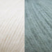 Chaska Alpaca Air yarn close-up, in cream and grey, for Top Down Comfy Striped Jumper Knit Kit.
