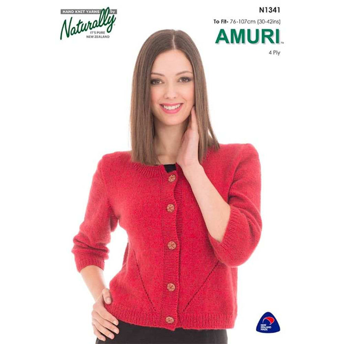 3/4 Sleeve Jacket with Lace Detail Knitting Pattern (N1341)-Needlecraft Patterns-Wentworth Distributors-Printed-Wild & Woolly Yarns