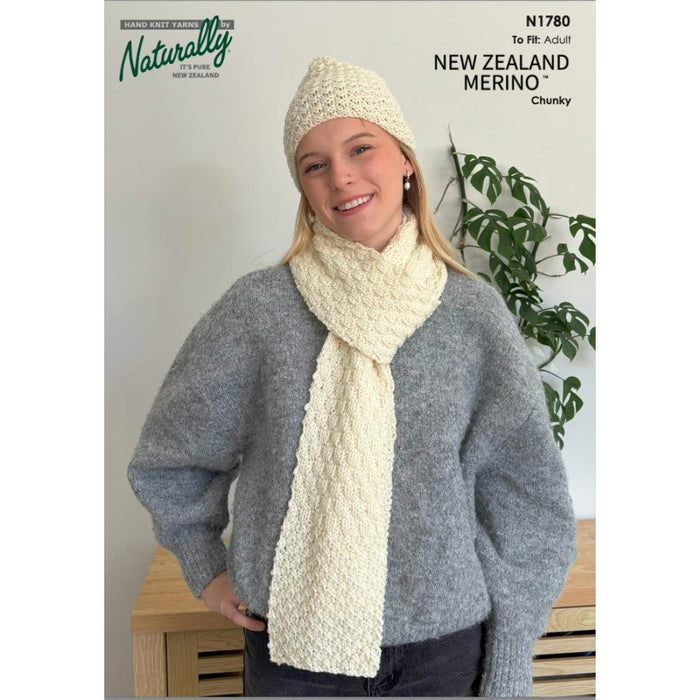 Adult Hat & Scarf Knitting Pattern (N1780)-Needlecraft Patterns-Wentworth Distributors-Printed-Wild & Woolly Yarns