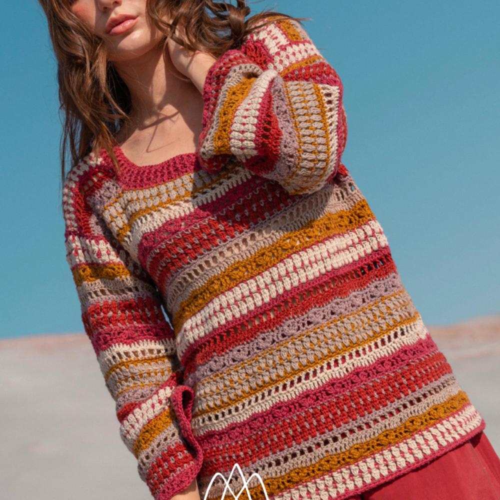 Agnes Multicolour Sweater Crochet Pattern-Needlecraft Patterns-Wentworth Distributors-Printed Pattern – Posted-Wild & Woolly Yarns