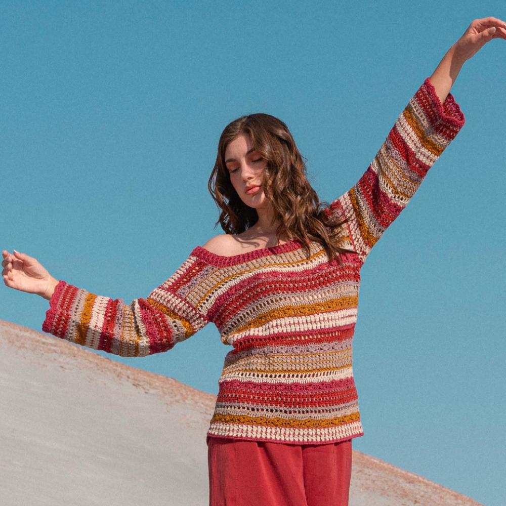 Agnes Multicolour Sweater Crochet Pattern-Needlecraft Patterns-Wentworth Distributors-Printed Pattern – Posted-Wild & Woolly Yarns