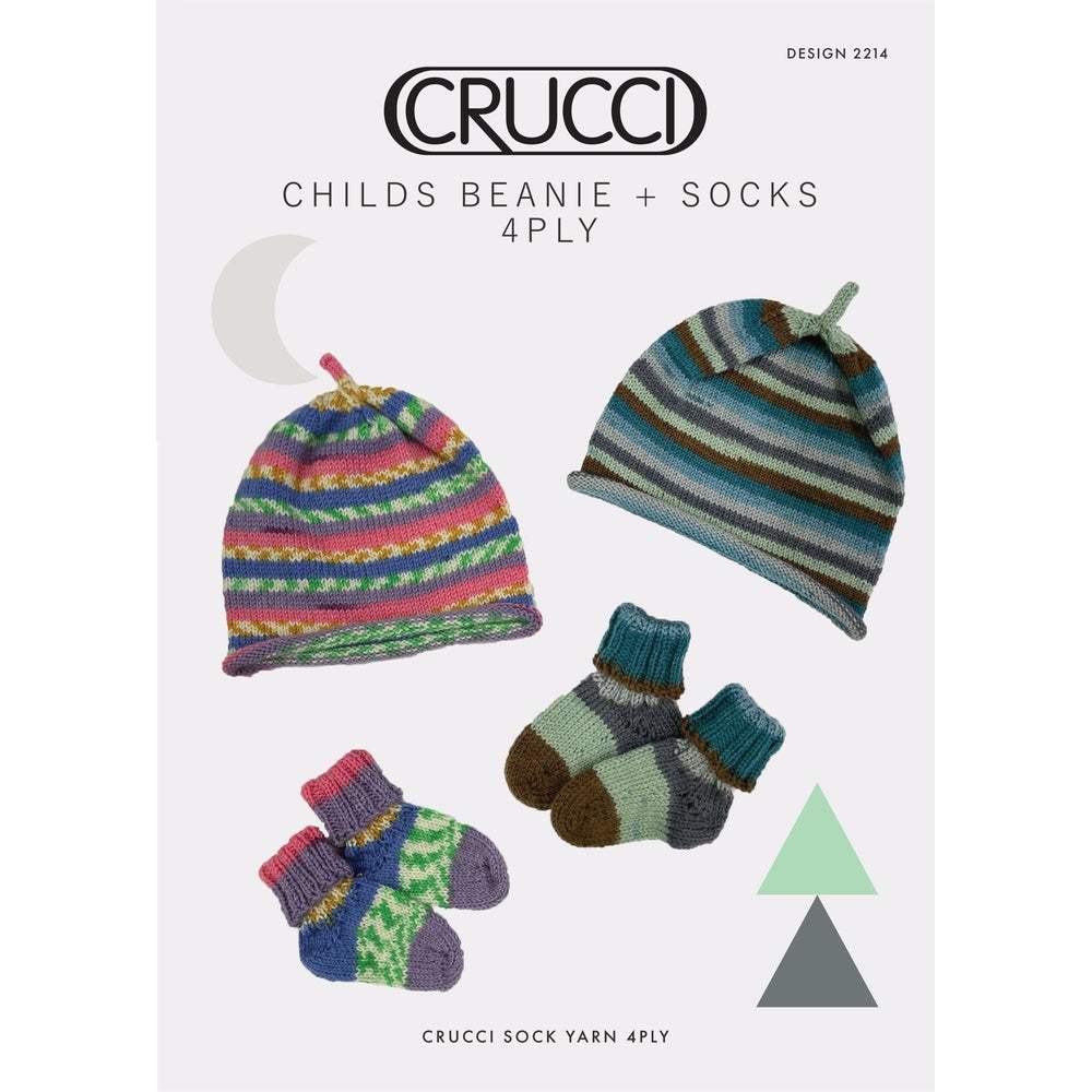 Alpaca Baby Beanie & Socks Knitting Pattern (CRU2214)-Needlecraft Patterns-Crucci-Printed Pattern – Posted-Wild & Woolly Yarns