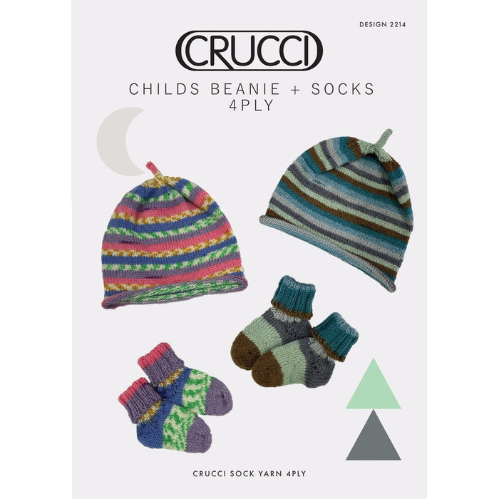 Alpaca Baby Beanie & Socks Knitting Pattern (CRU2214)-Needlecraft Patterns-Crucci-Printed-Wild & Woolly Yarns