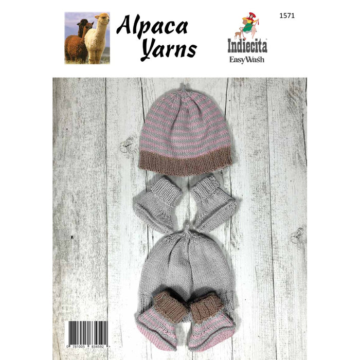 Alpaca Baby Hat &amp; Booties Knitting Pattern (AP1571)-Needlecraft Patterns-Alpaca Yarns-Printed-Wild & Woolly Yarns