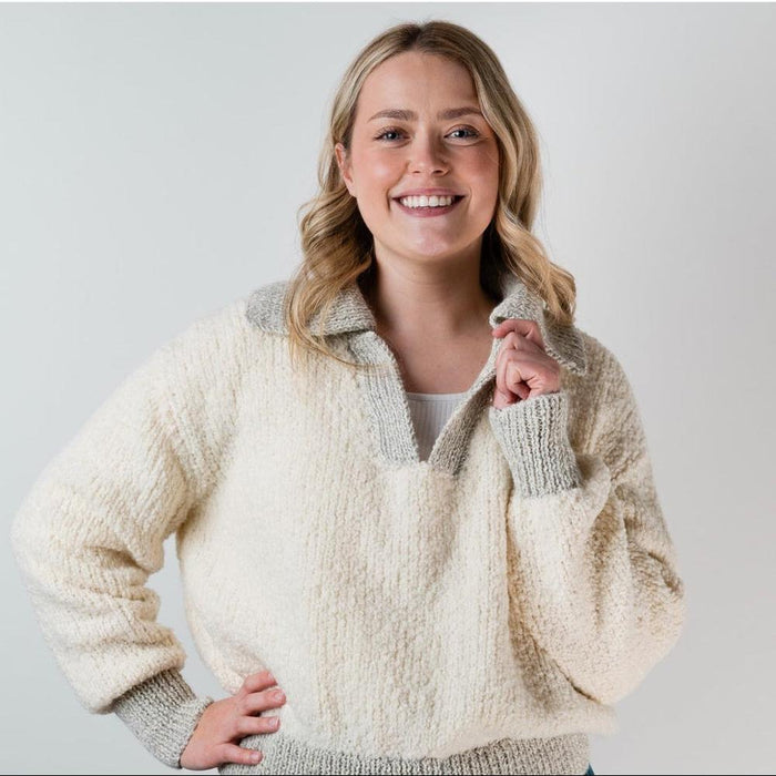 Alpaca Collar Sweater Knitting Pattern (AP2508)-Needlecraft Patterns-Alpaca Yarns-Printed-Wild & Woolly Yarns