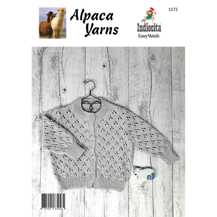 Alpaca Eyelet Cardigan Knitting Pattern (AP1572)-Needlecraft Patterns-Alpaca Yarns-Printed-Wild & Woolly Yarns