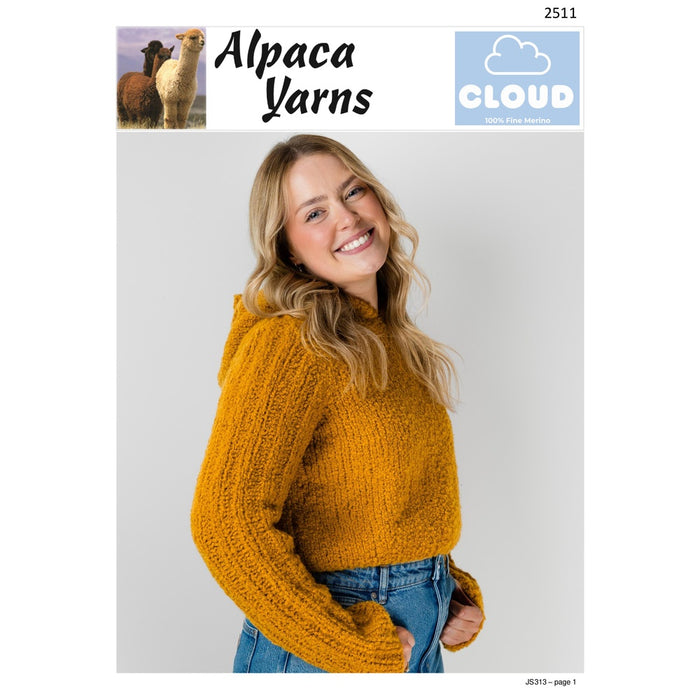 Alpaca Hoodie Sweater Knitting Pattern (AP2511)-Needlecraft Patterns-Alpaca Yarns-Printed-Wild & Woolly Yarns