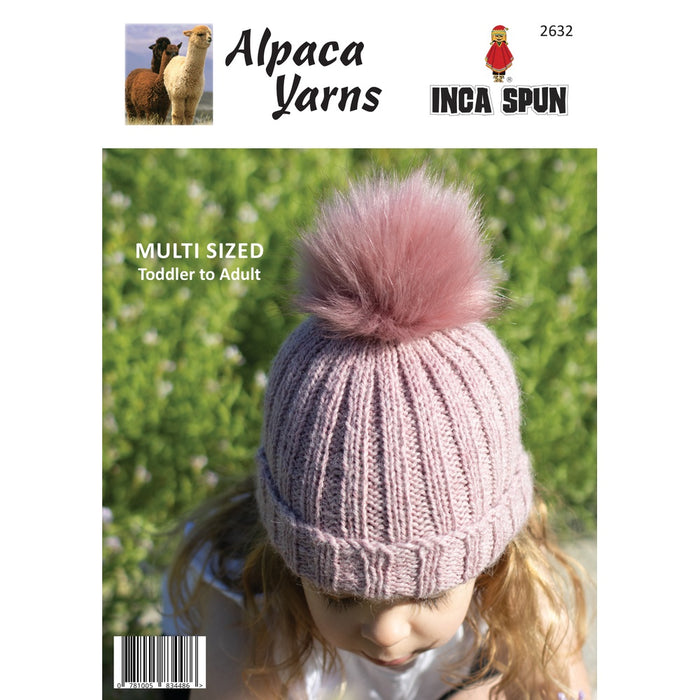 Alpaca Pompom Hat Knitting Pattern (AP2632)-Needlecraft Patterns-Alpaca Yarns-Printed-Wild & Woolly Yarns