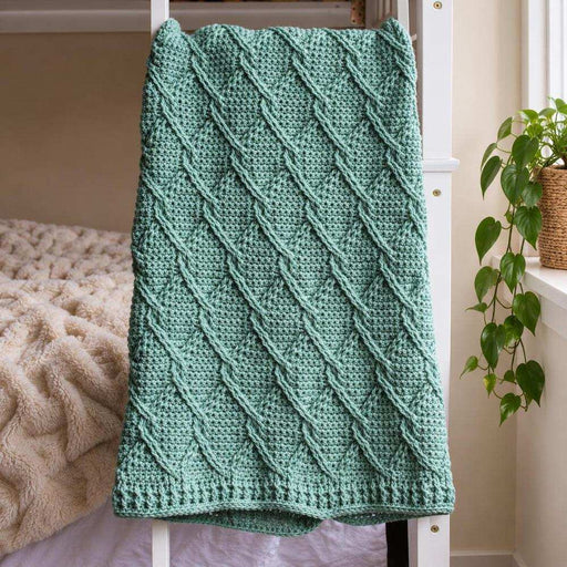 Aran Green Cables Blanket Crochet Pattern (HDP090)-Needlecraft Patterns-HD Publishing-Wild & Woolly Yarns
