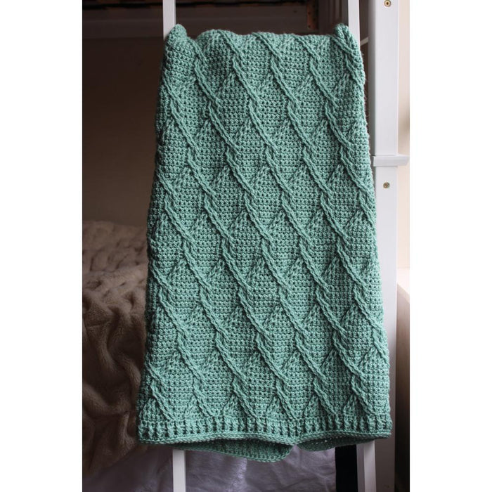 Aran Green Cables Blanket (HDP090)-Needlecraft Patterns-HD Publishing-Wild & Woolly Yarns