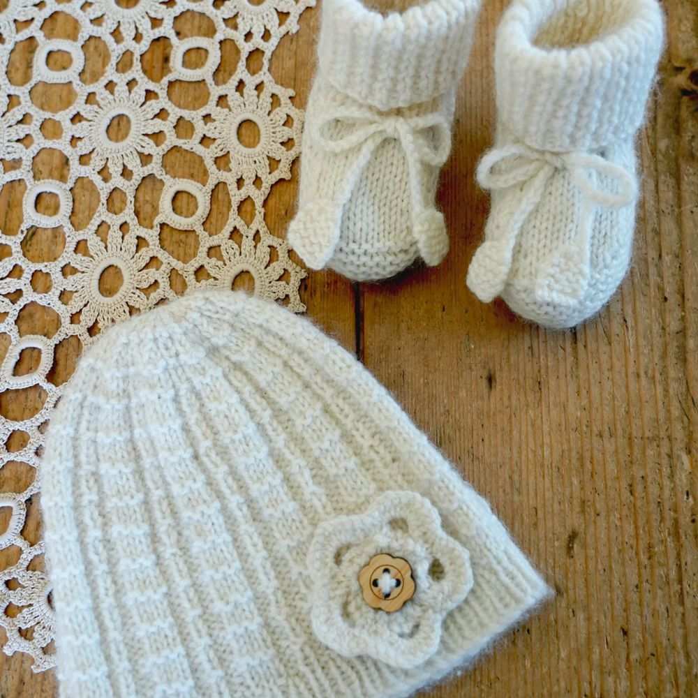 Ariel Hat and Booties Knitting Pattern - 4Ply (BC116)-Needlecraft Patterns-Lisa F Design-Wild & Woolly Yarns