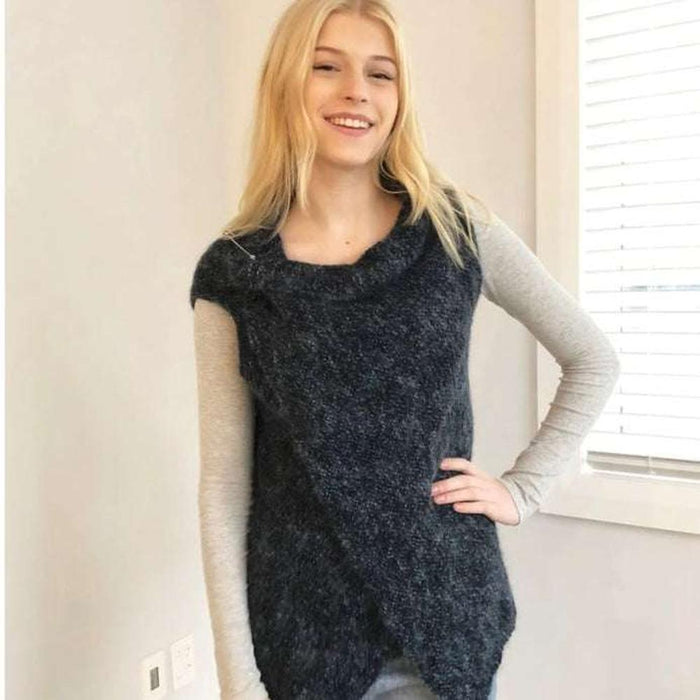 Asymmetric Wrap Vest Knitting Pattern (N1674)**-Needlecraft Patterns-Wentworth Distributors-Printed-Wild & Woolly Yarns