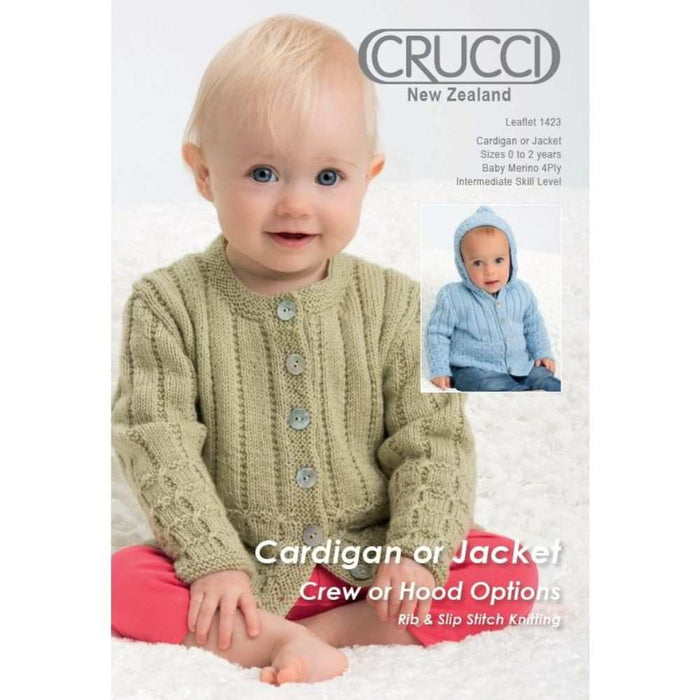 Baby Cardigan & Hooded Jacket Knitting Pattern (CRU1423)-Pattern-Wild and Woolly Yarns
