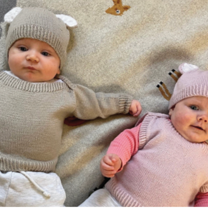 Baby Envelope Neck Top & Beanie Knitting Pattern (CRU2416)-Needlecraft Patterns-Crucci-Printed-Wild & Woolly Yarns
