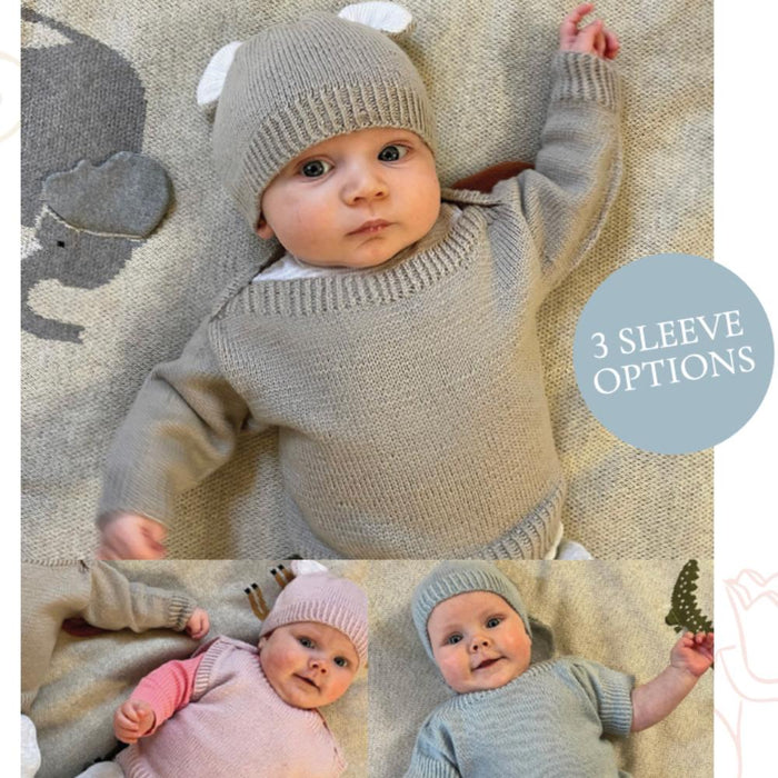 Baby Envelope Neck Top & Beanie Knitting Pattern (CRU2416)-Needlecraft Patterns-Crucci-Printed-Wild & Woolly Yarns