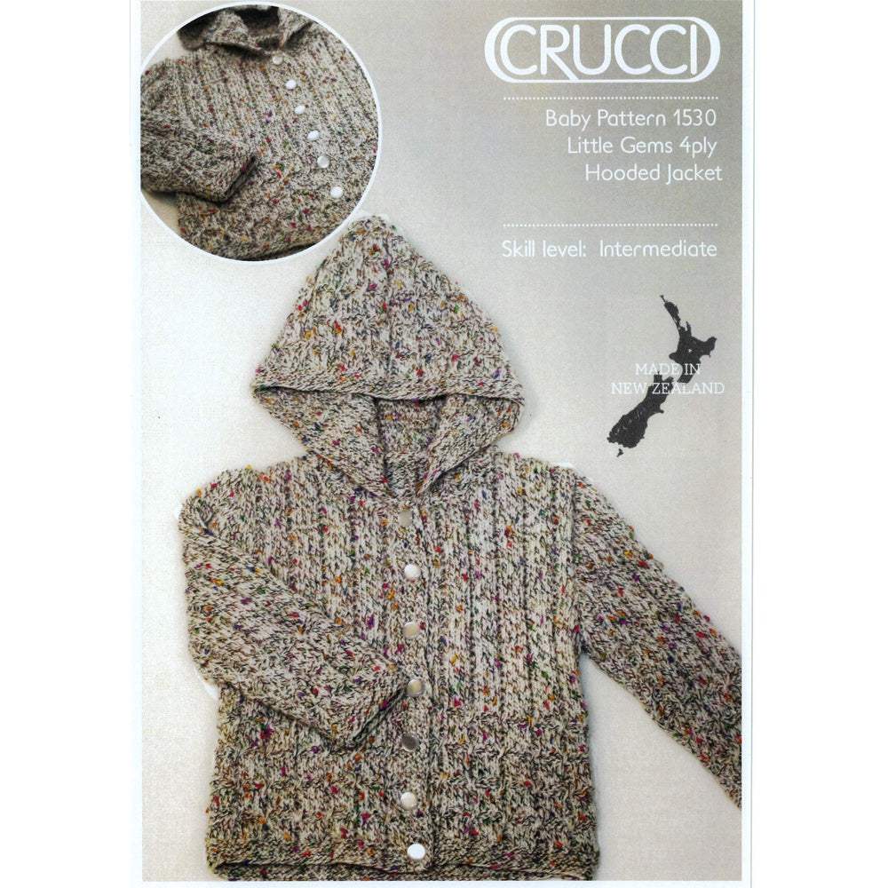 Baby Hooded Jacket Knitting Pattern (CRU1530)-Needlecraft Patterns-Crucci-Printed Pattern – Posted-Wild & Woolly Yarns
