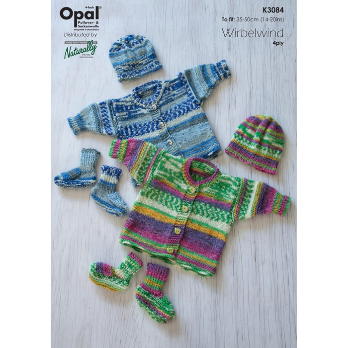 Baby Jacket, Hat & Booties Set Knitting Pattern (K3084)-Needlecraft Patterns-Wentworth Distributors-Printed-Wild & Woolly Yarns