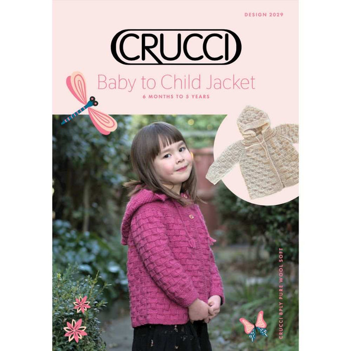 Baby & Kids Jacket with Hood Knitting Pattern (CRU2029)-Needlecraft Patterns-Crucci-Printed-Wild & Woolly Yarns