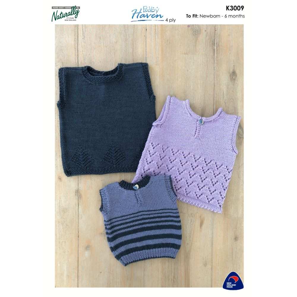 Baby Singlets - Simple, Lacy or Textured Knitting Pattern (K3009)-Needlecraft Patterns-Wentworth Distributors-Printed Pattern – Posted-Wild & Woolly Yarns