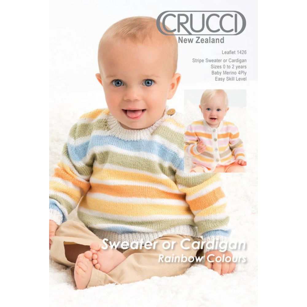Baby Sweater & Cardigan Knitting Pattern (CRU1426)-Needlecraft Patterns-Crucci-Wild & Woolly Yarns