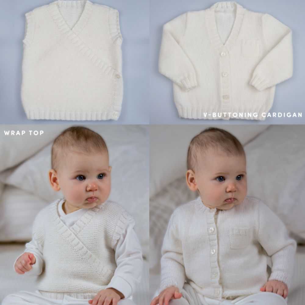 Baby Wrap Top & 2 Cardigans Knitting Pattern (CRU101)-Needlecraft Patterns-Crucci-Printed Pattern – Posted-Wild & Woolly Yarns