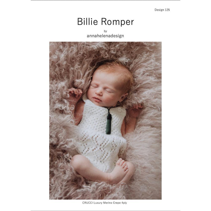 Billie Romper Knitting Pattern (AH125)-Needlecraft Patterns-Crucci-Printed-Wild & Woolly Yarns
