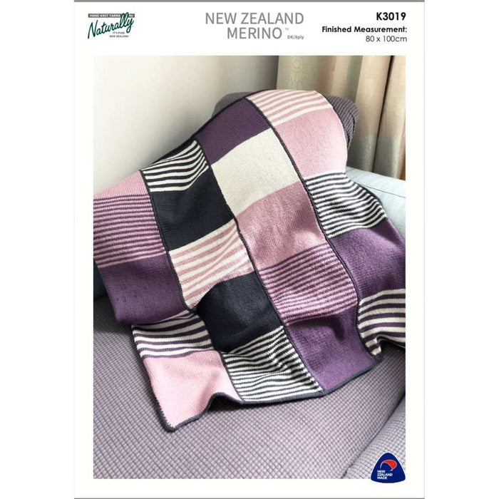 Blocks and Stripes Baby Blanket Knitting Pattern (K3019)-Needlecraft Patterns-Wentworth Distributors-Printed-Wild & Woolly Yarns